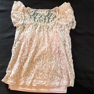Rue 21 Double Layer Pink Lace Top